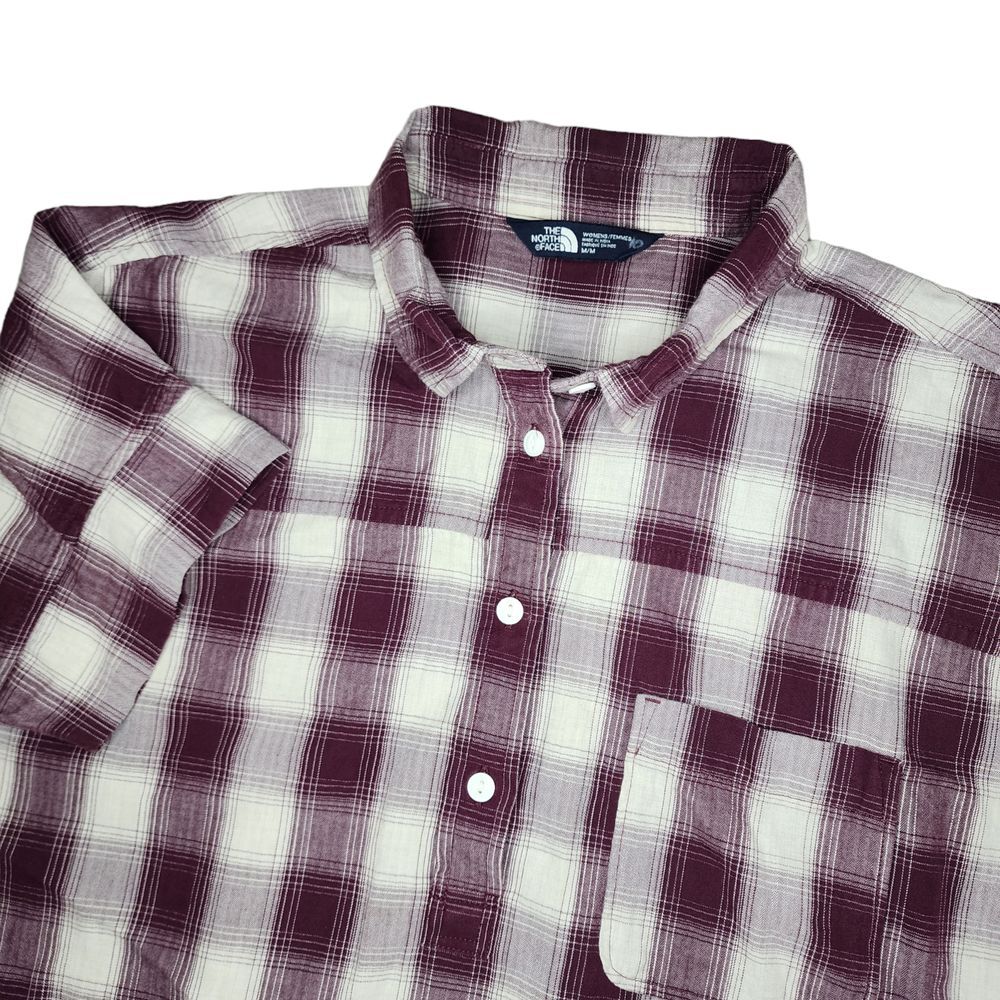 The North Face Top‎ Womens Medium Buffalo Check Plaid Purple Shirt Button Up